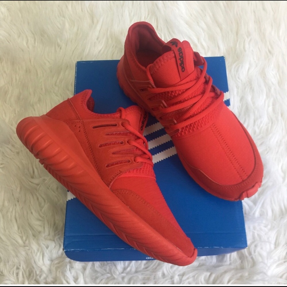 NWT Rare all Red Adidas Tubular Radial womens 7.5